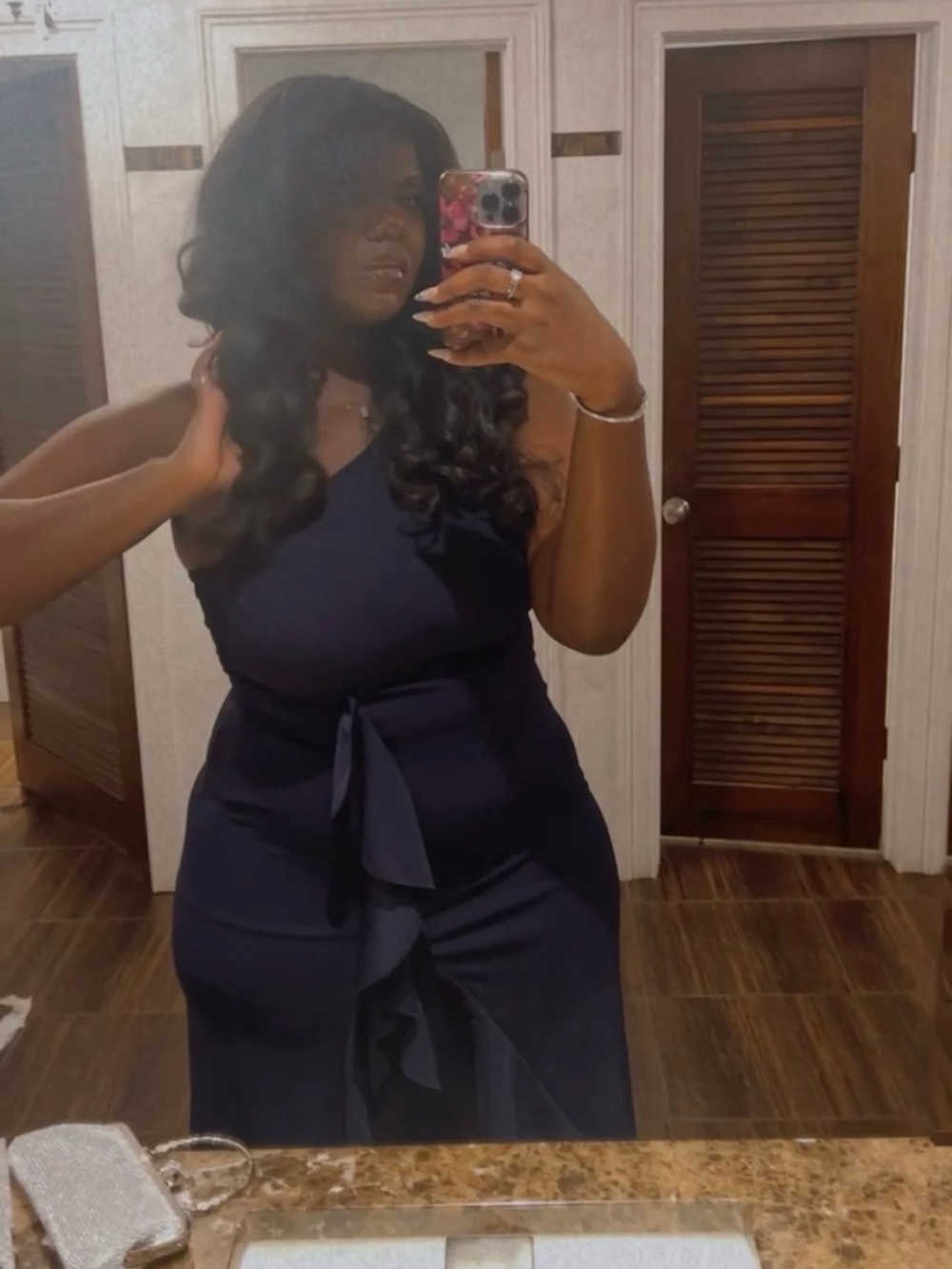 One Shoulder Side Slit Formal Dress (L)